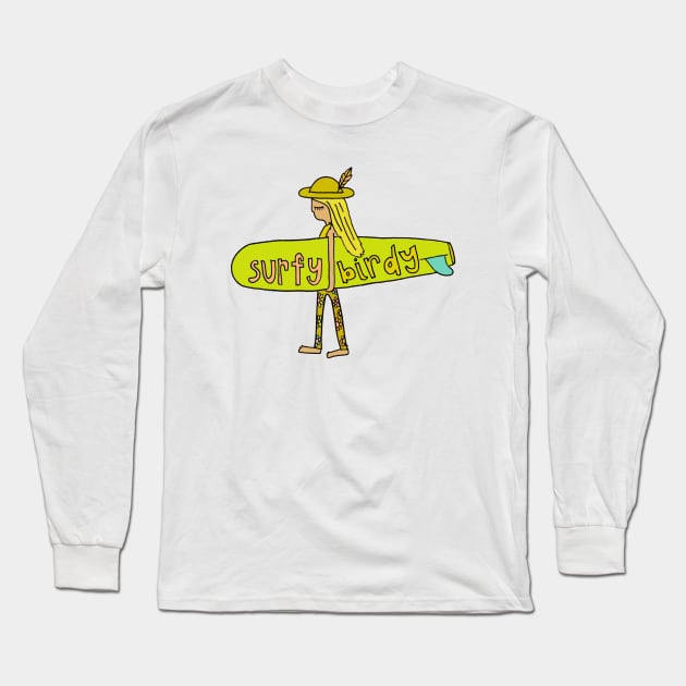 surfy birdy classic tee // retro surf art Long Sleeve T-Shirt by surfybirdy